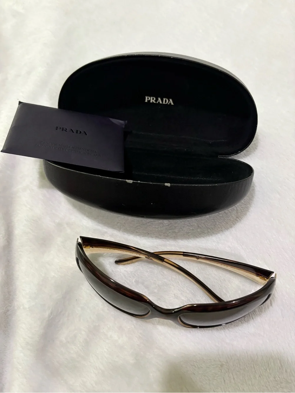 Prada Black and Brown Gradient Shield Sunglasses